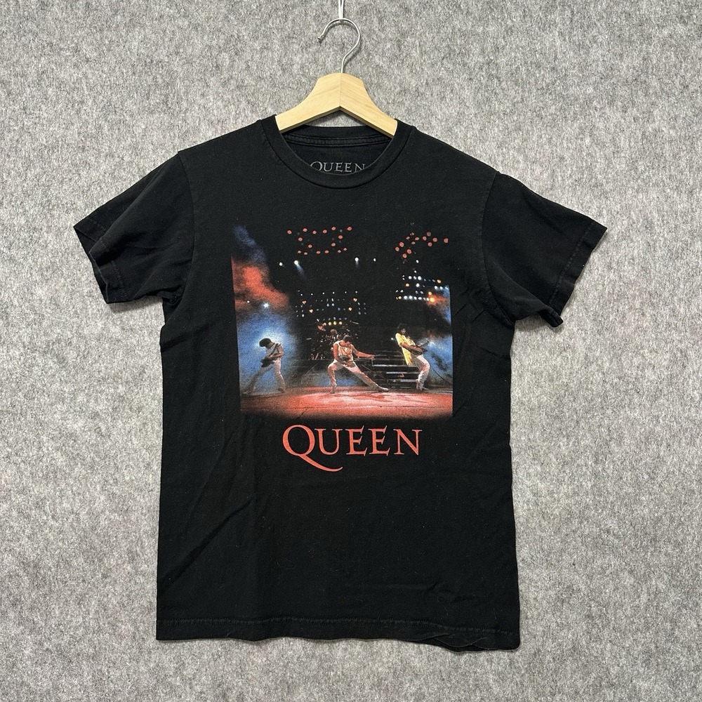 Queen Band T-Shirt Live Concert Graphic Tee Black Rock Music Men's Size Small